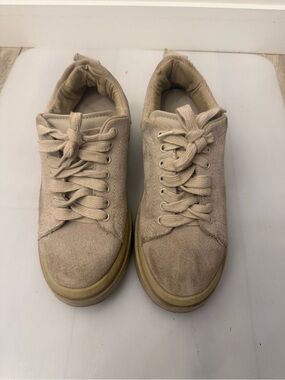 Zara Beige Suede Platform Sneakers Women’s EU 38 Chunky Casual Shoes